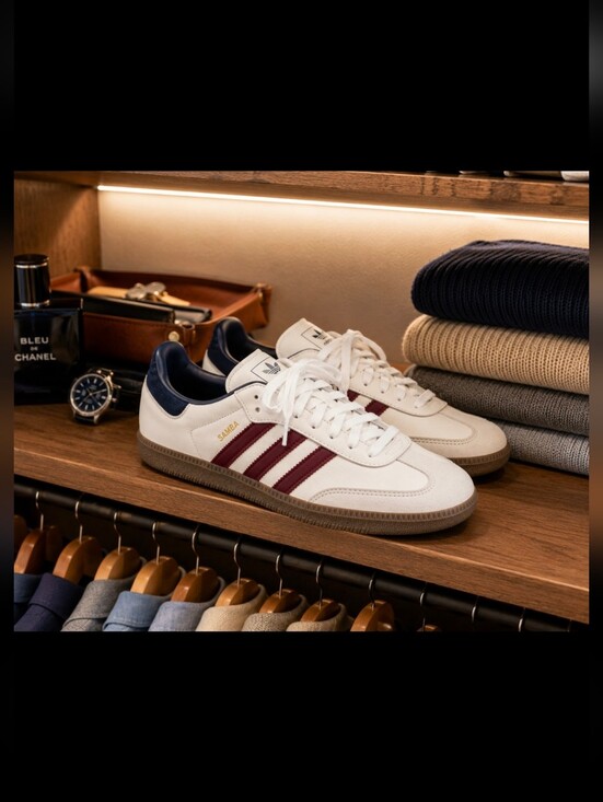 adidas Other - Adidas Men’s White Leather Sneakers with Maroon Stripes